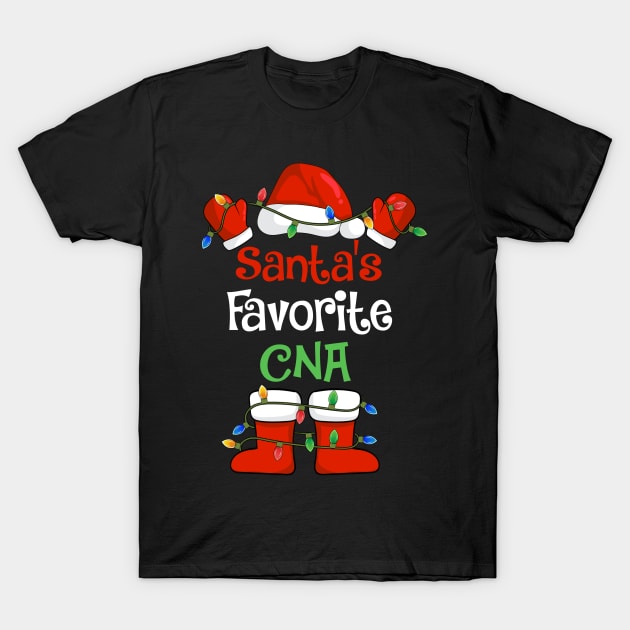 Santa's Favorite CNA Funny Christmas Pajamas T-Shirt by cloverbozic2259lda